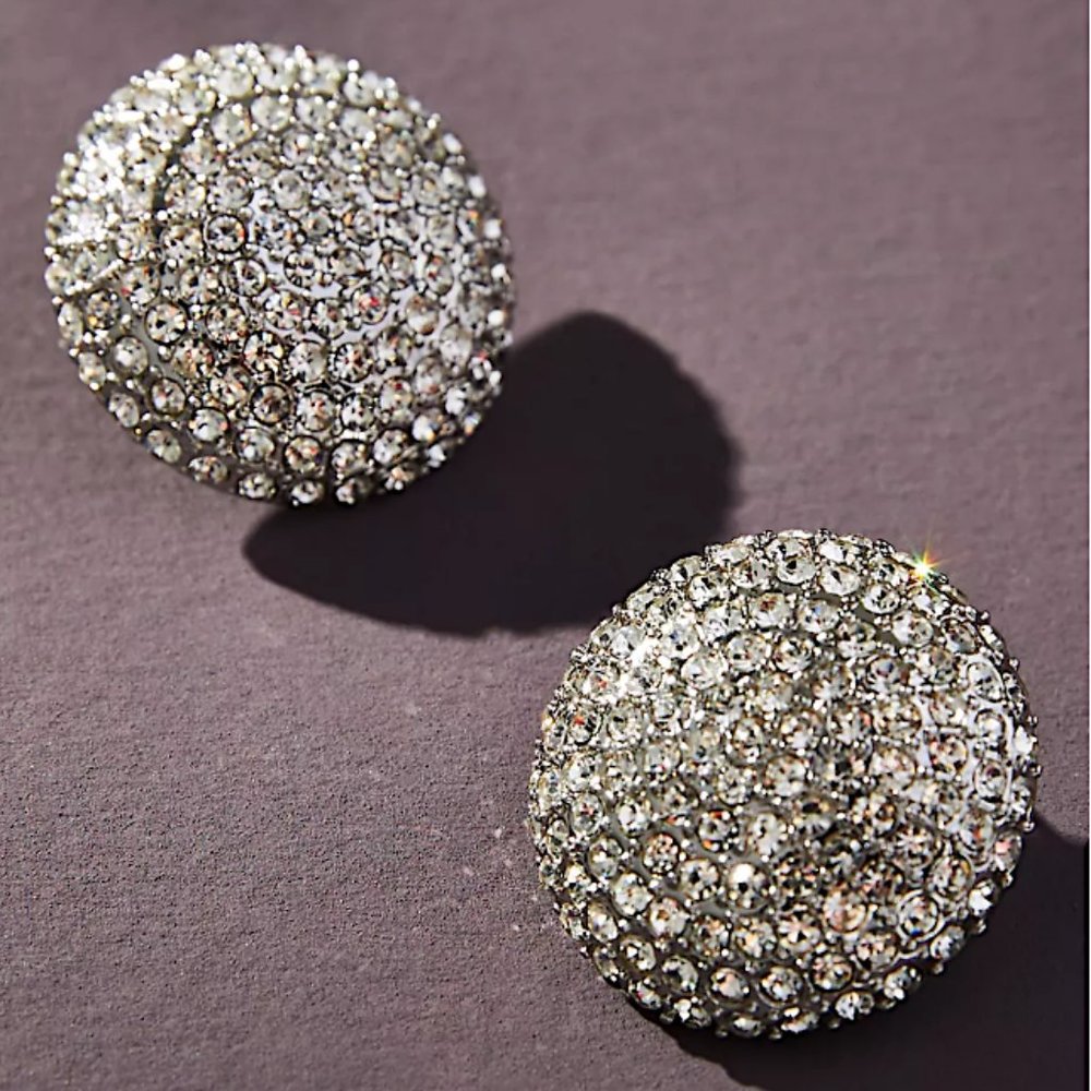 New ~ Anthropologie Rhinestone Disco Ball Post Earrings